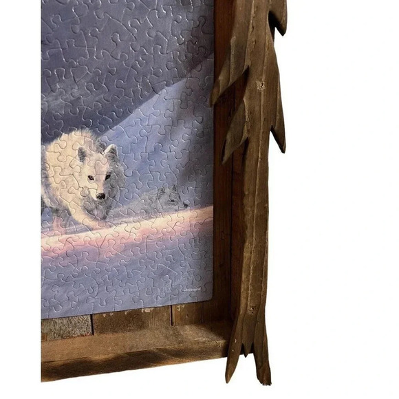 VTG Native American White Horse Wolves Wooden Framed Puzzle Arrow Art Decor - Picture 6 of 12